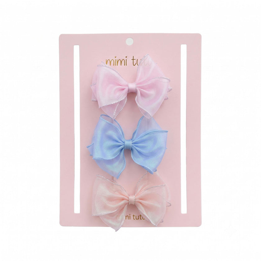 Multicolor Glitter Bow Hair Clip Set