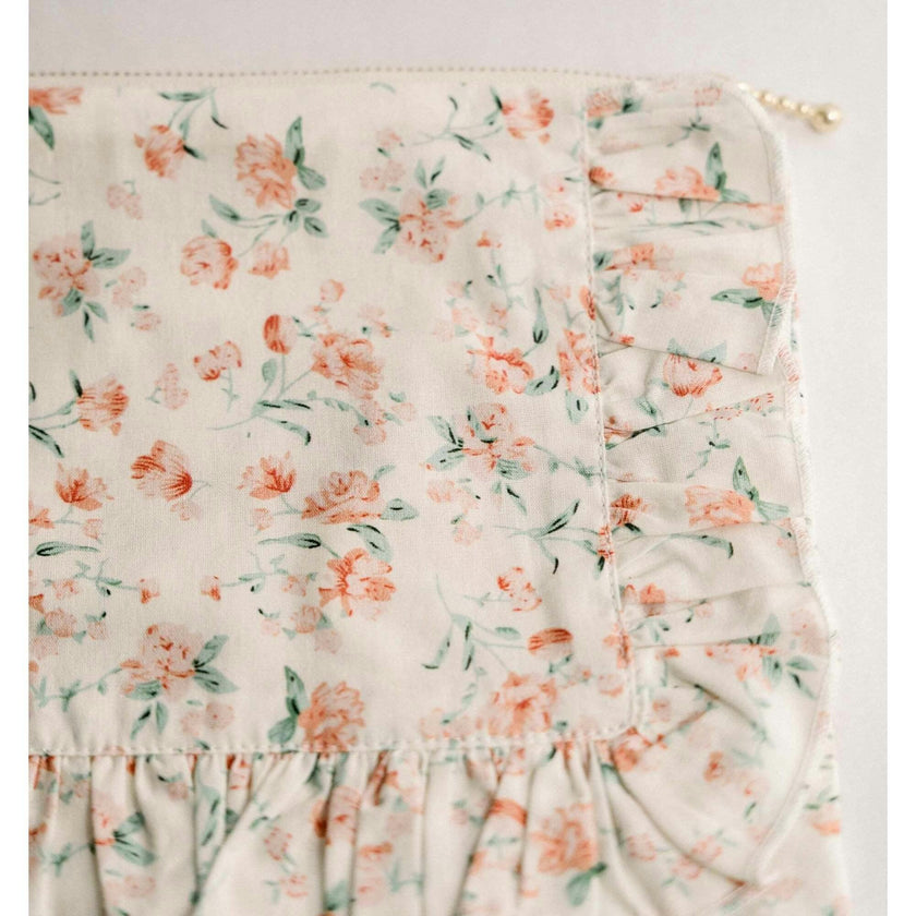 Sorrento Bloom Timeless Floral Ruffle Zipper Pouch