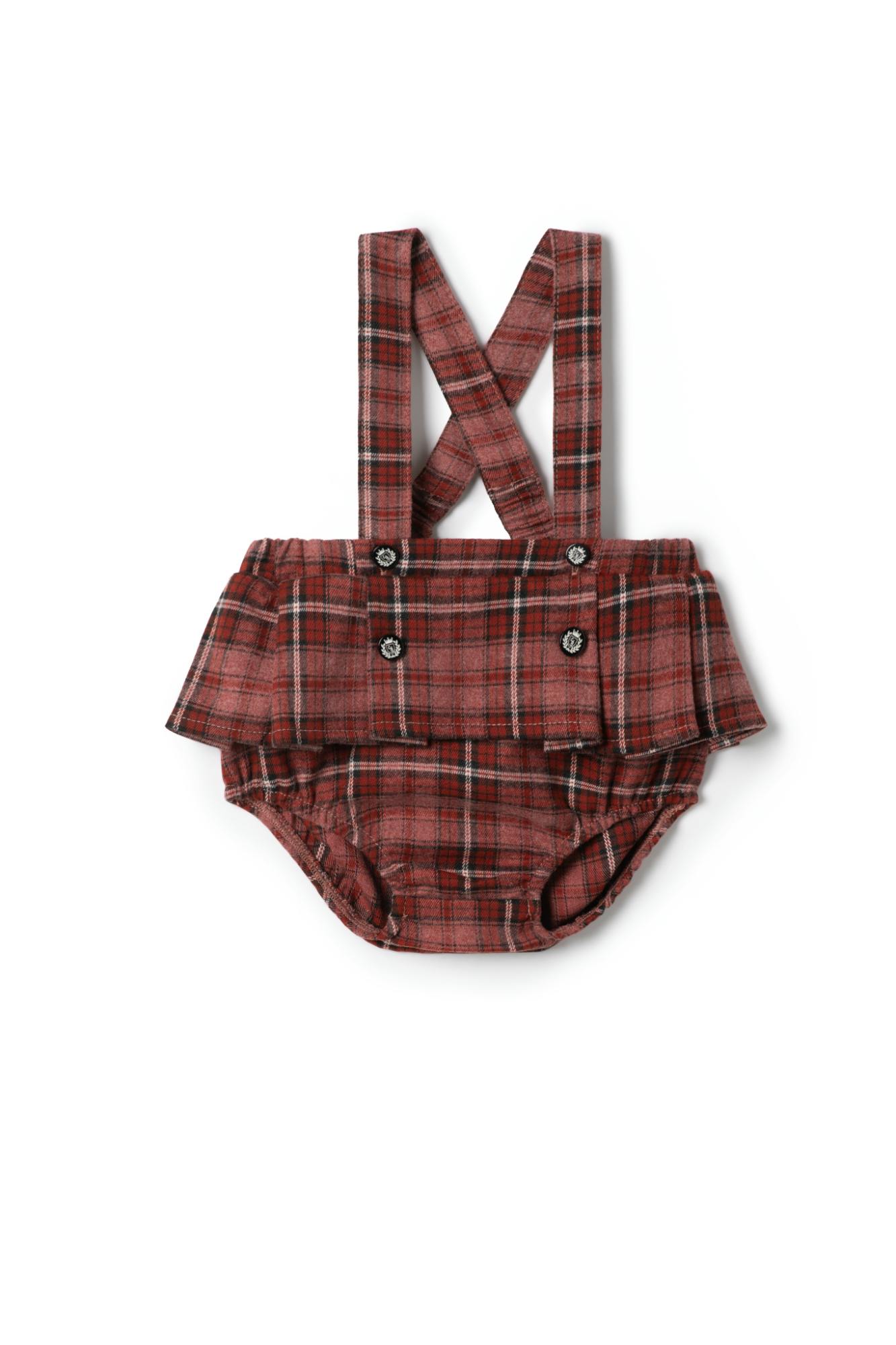 Pleated Plaid Overalls