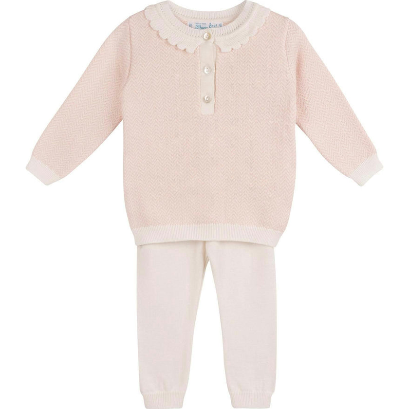Girls Blush Chevron Knit Set Blush