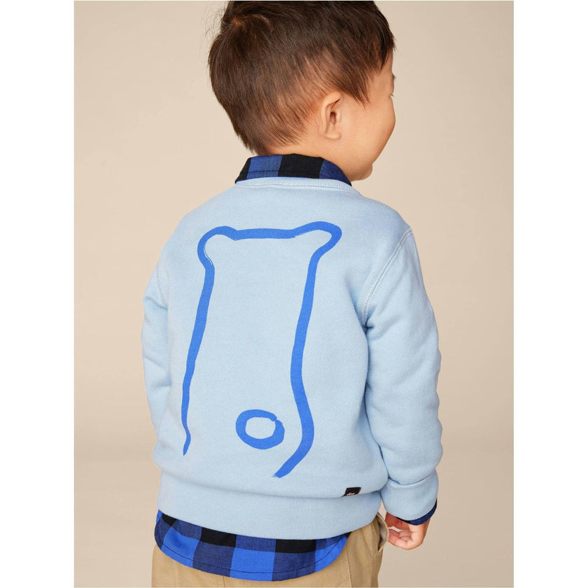 Babys Face Graphic Print Long Sleeve Popover, Blue