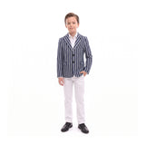 Navy Striped Peak Lapel Blazer