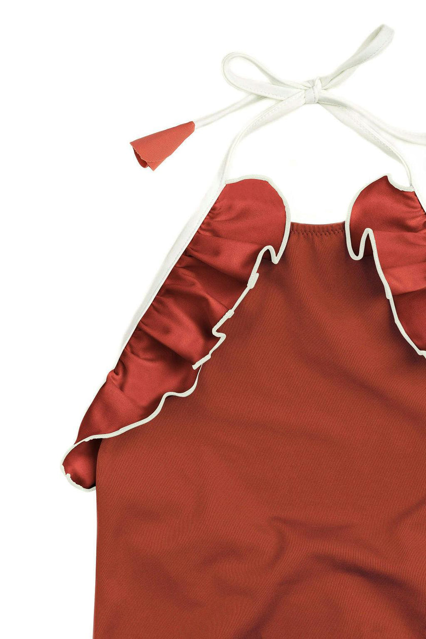 Linda One Piece Swimsuit Terracotta & Ivory