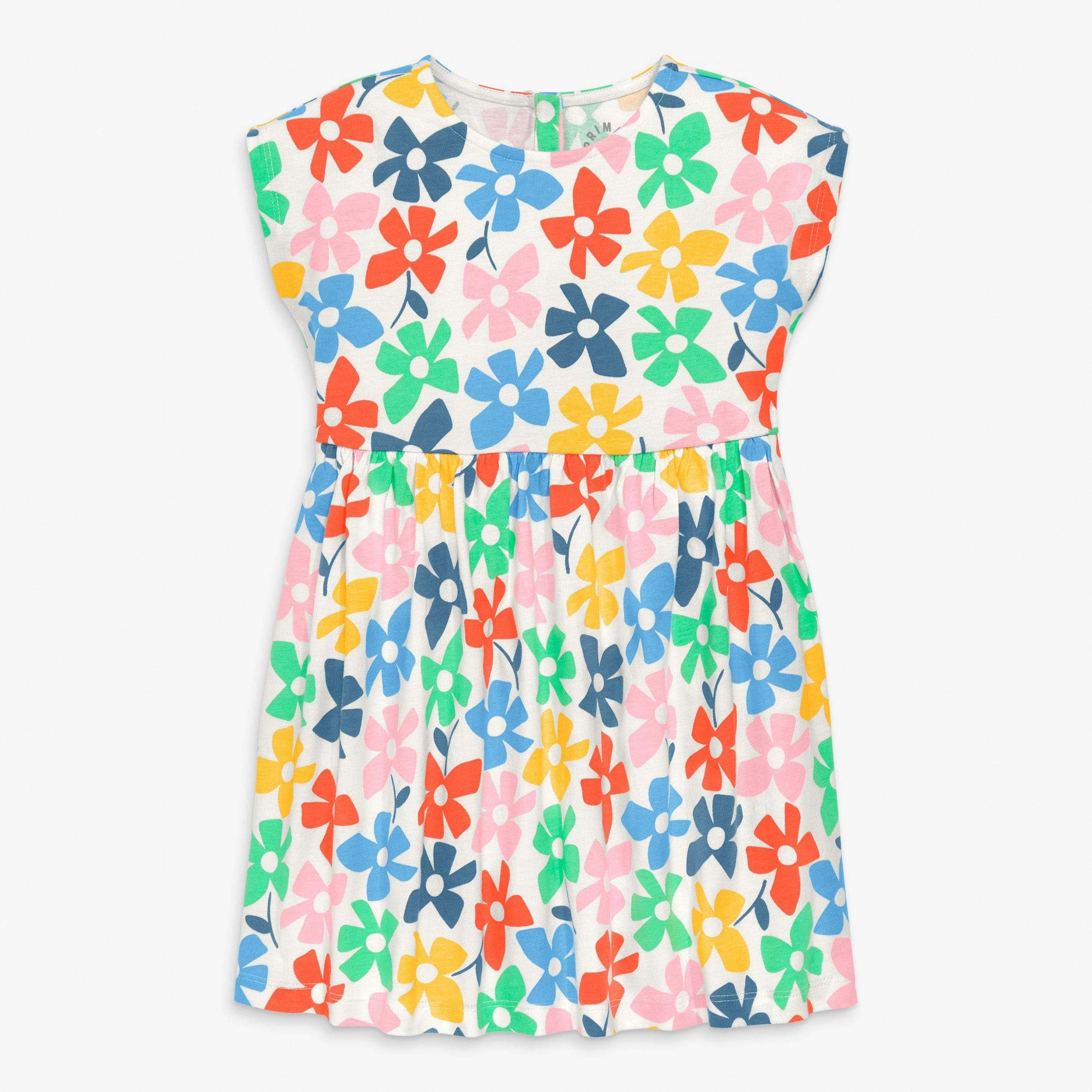Clearance kids backyard dress in rainbow blooms