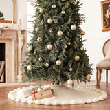 Handmade Felt Pom Poms Cream XL Christmas Tree Skirt 84" Arcadia Home