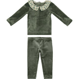 Boy's Velour Floral Peter Pan Collar Top & Pant 2-Piece Set