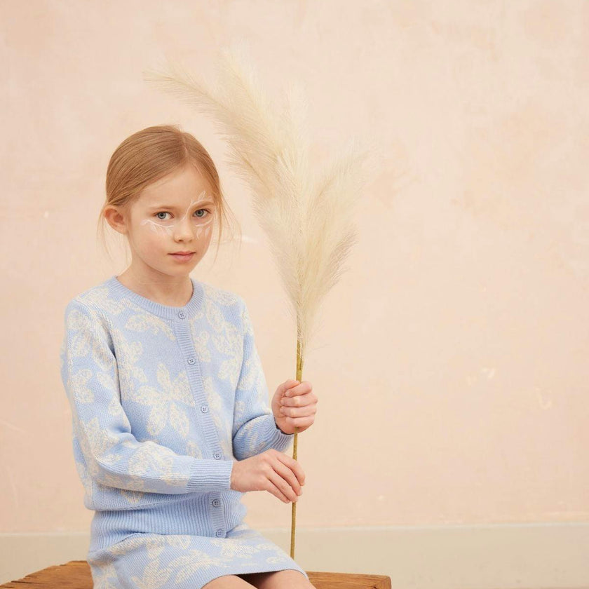 Chestnut Leaves Cardigan | Sky