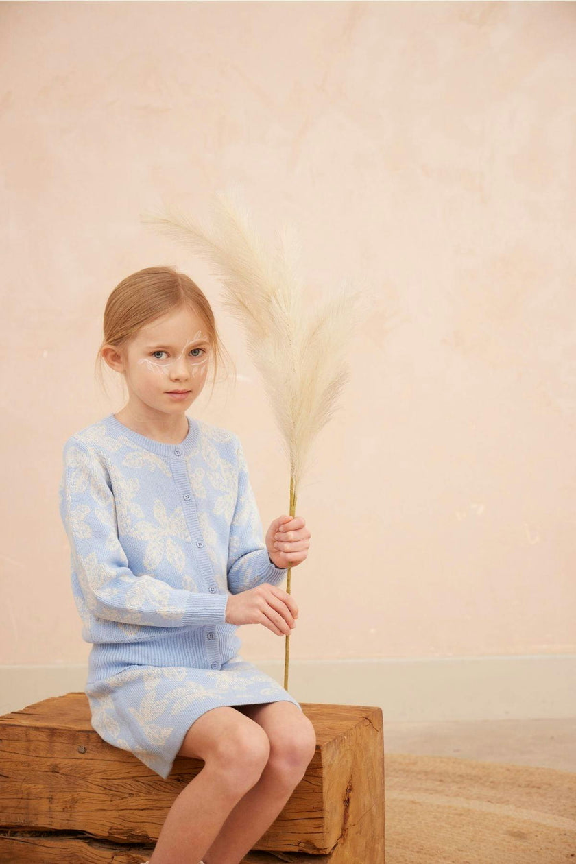 Chestnut Leaves Cardigan | Sky