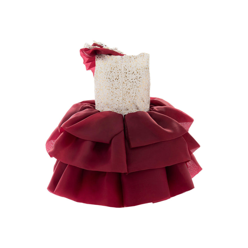 Burgundy Ladera Tiered Ruffle Dress