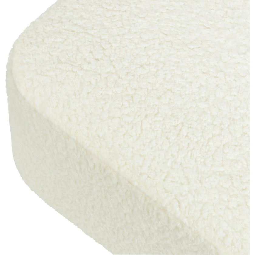 Kiwi Gliding Ottoman in Cream Shearling with Light Wood Base