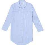 Women's Braddock Classic Night Shirt - Shutters Hotel Edition - Blue Stripe Organic Cotton Poplin