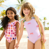 Girls Lottie Suit - Lavender Multi Bow Applique