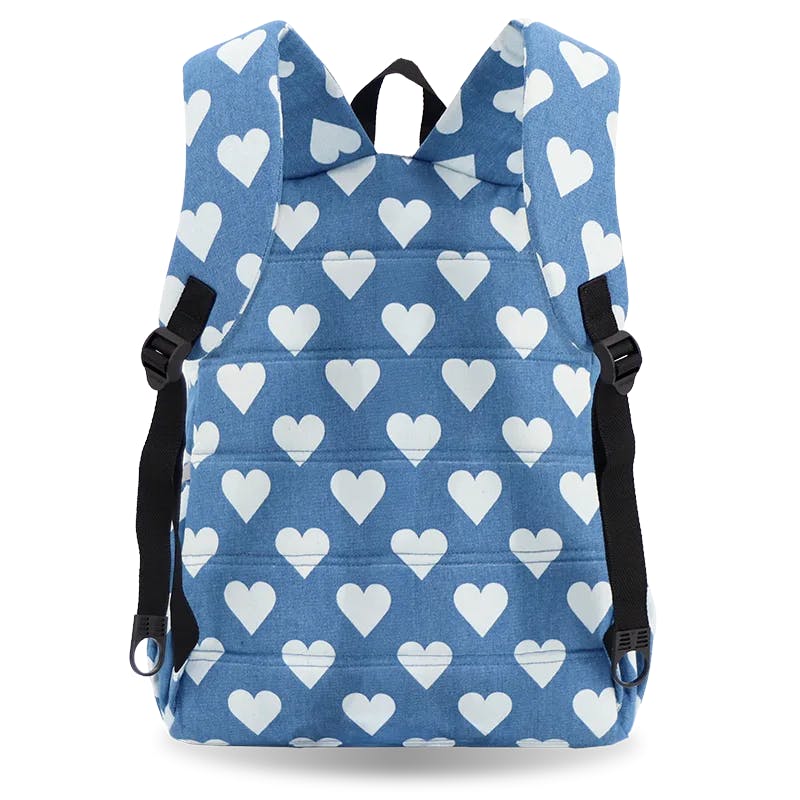 Oz Daypack Backpack with Doodle Large Pencil Case in Denim Heart