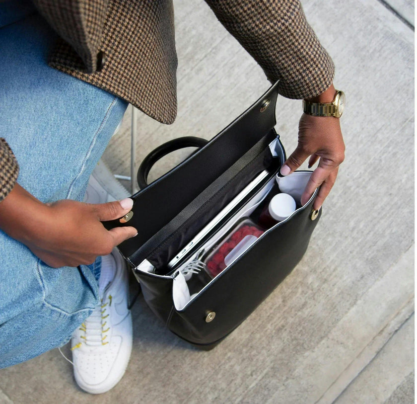 Chic, Stylish Padded Laptop Sleeve Backpack, Black