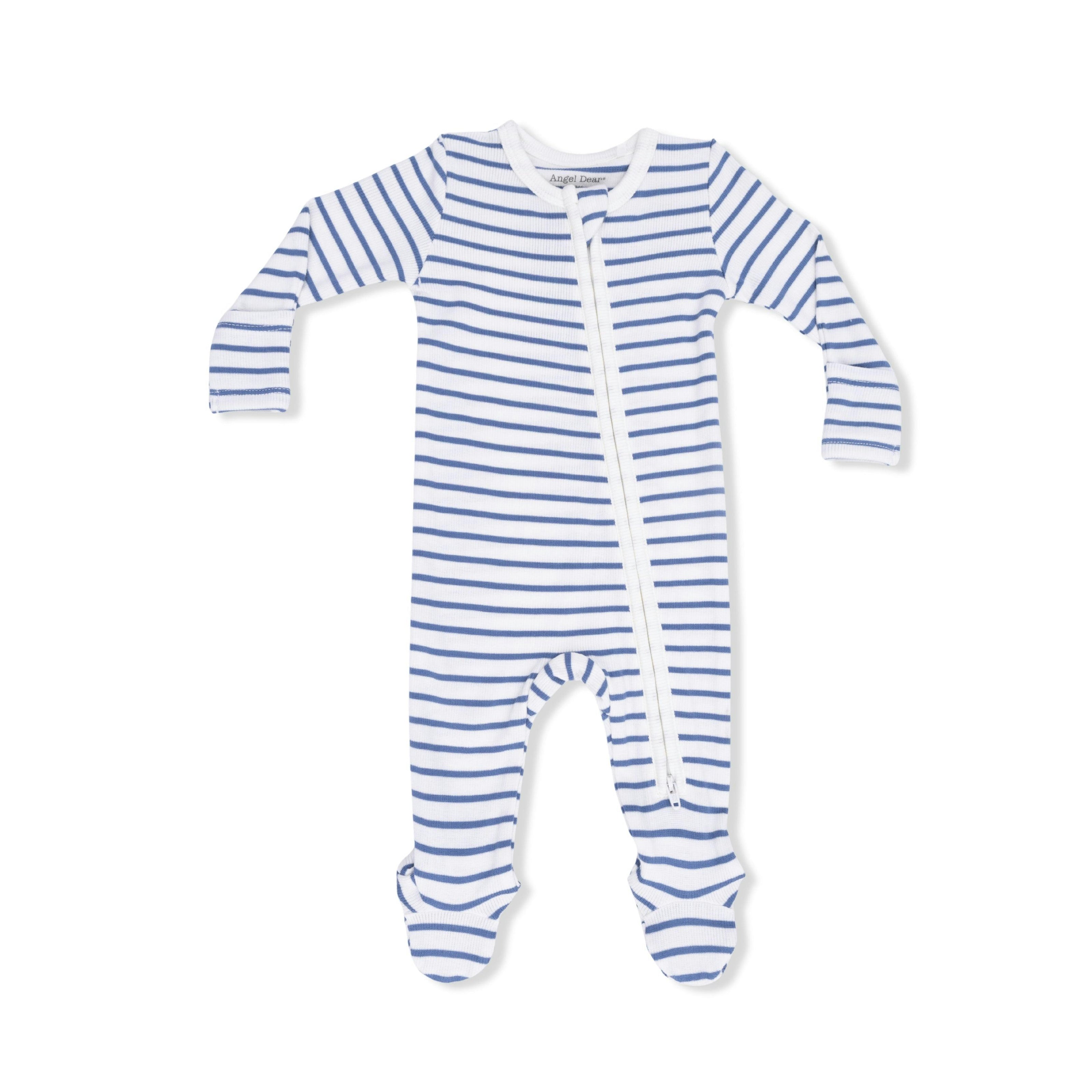 Navy Stripe - 2 Way Zipper Footie
