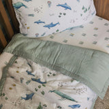 Cotton Muslin Toddler Comforter - Whales