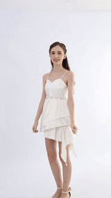 White Arneri Asymmetrical Sweetheart Dress
