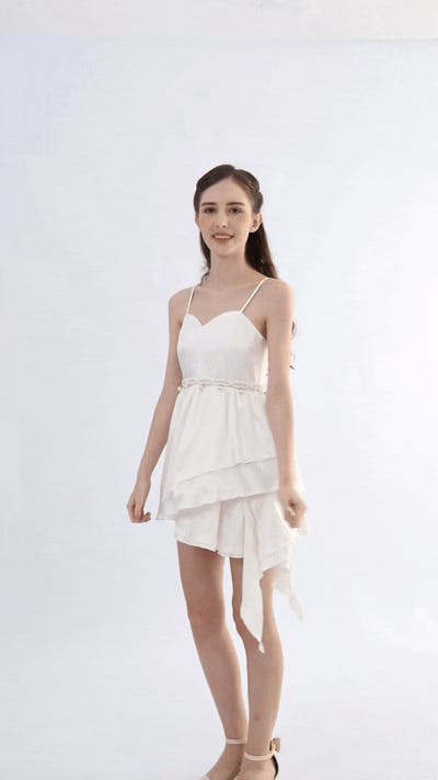 White Arneri Asymmetrical Sweetheart Dress