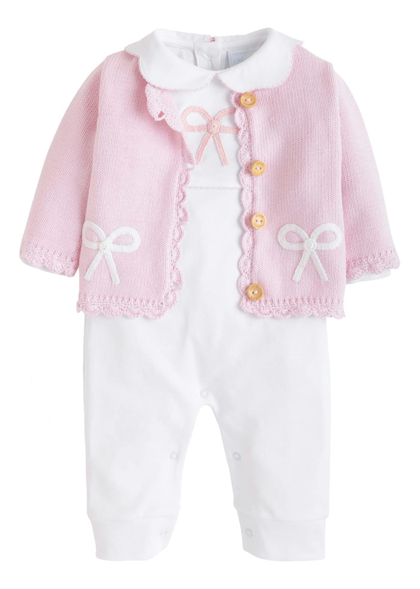 Crochet Cardigan - Pink Bow