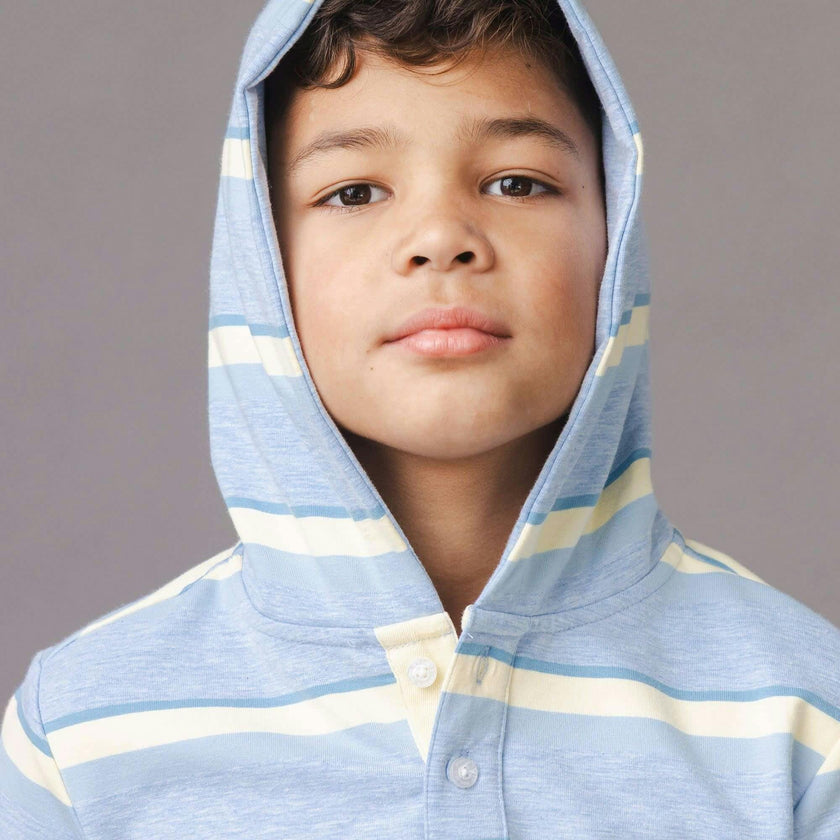 Organic French Terry Henley Hoodie, Blue