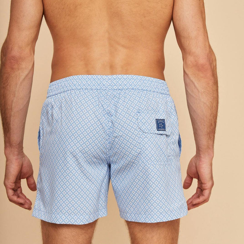 Sky Blue Geo Men's Swim Shorts