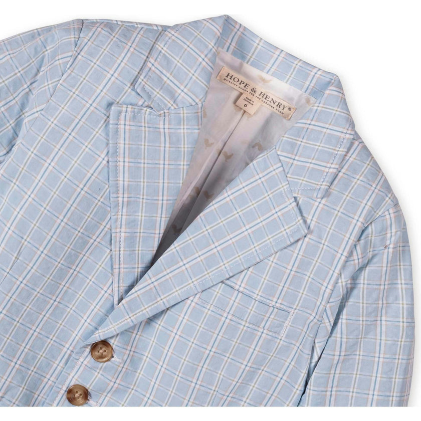Organic Classic Seersucker Suit Jacket, Blue