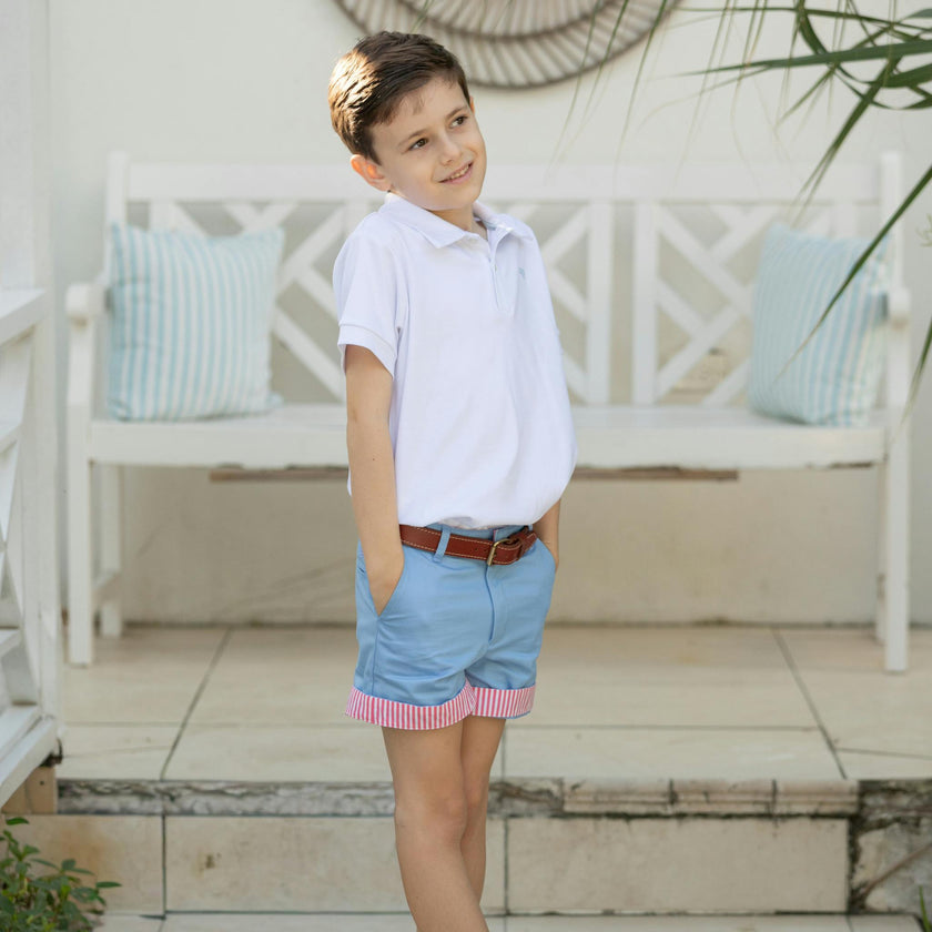 Wyatt Shorts in East Beach Blue with Sconset Stripe Cuffs
