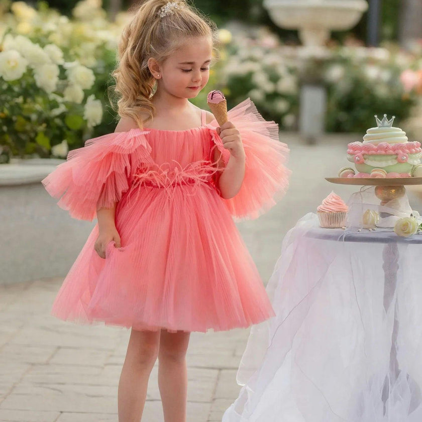 Blush Feather Fairy Tulle Dress