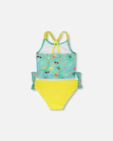 Two-Piece Swimsuit Green Beach Print