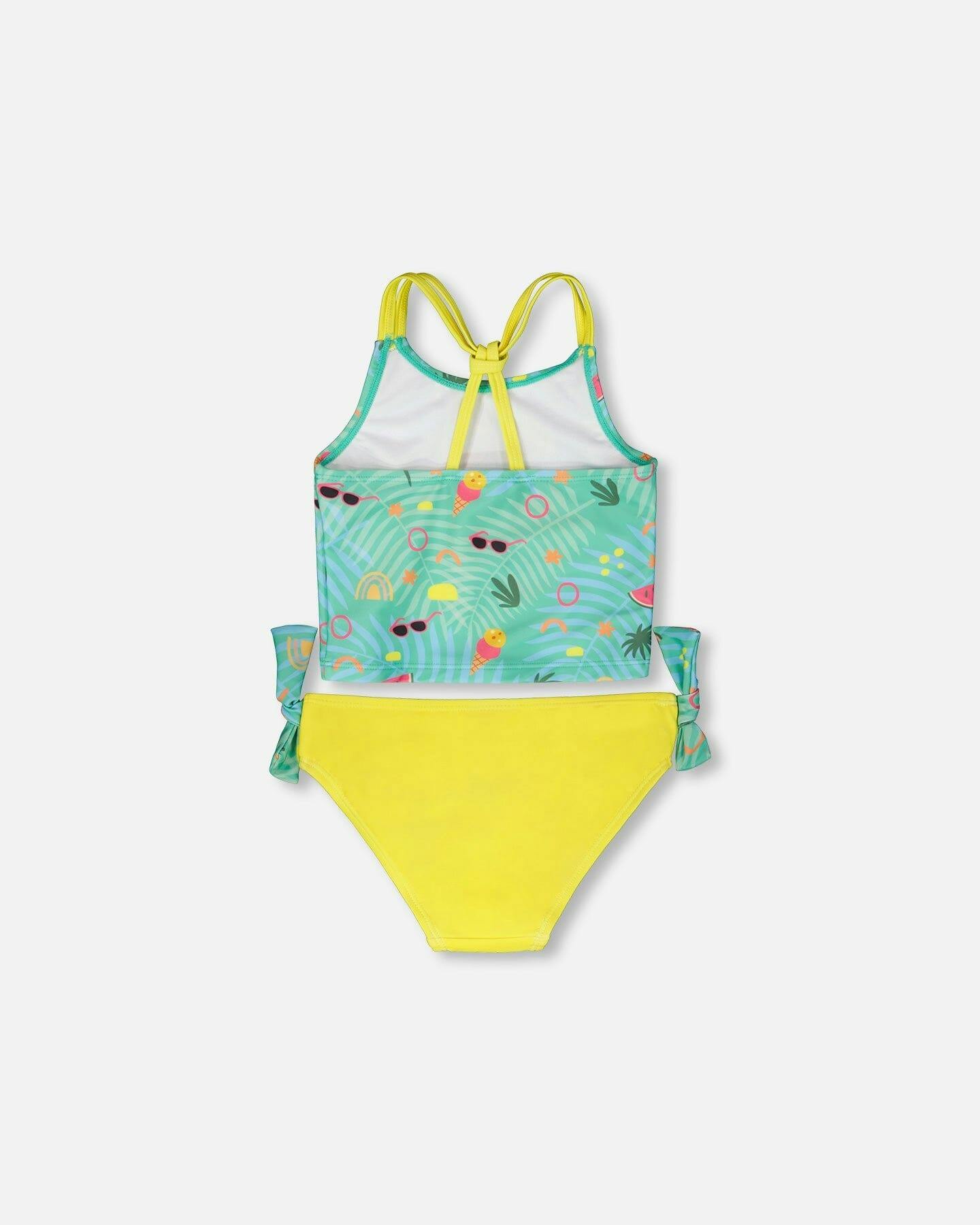 Two-Piece Swimsuit Green Beach Print
