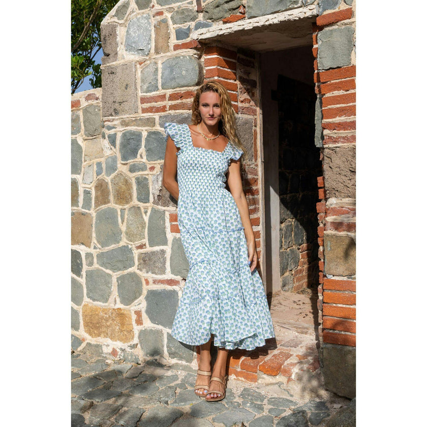 Paloma Women's Maxi Dress Aqua Floral Block Print, Multi