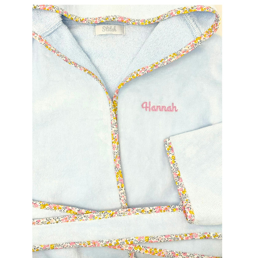 Custom Embroidered Floral Terry Velour Robe