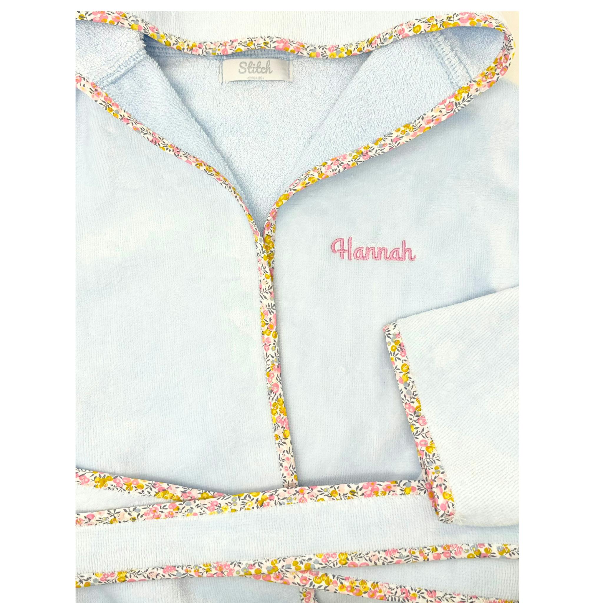 Custom Embroidered Floral Terry Velour Robe