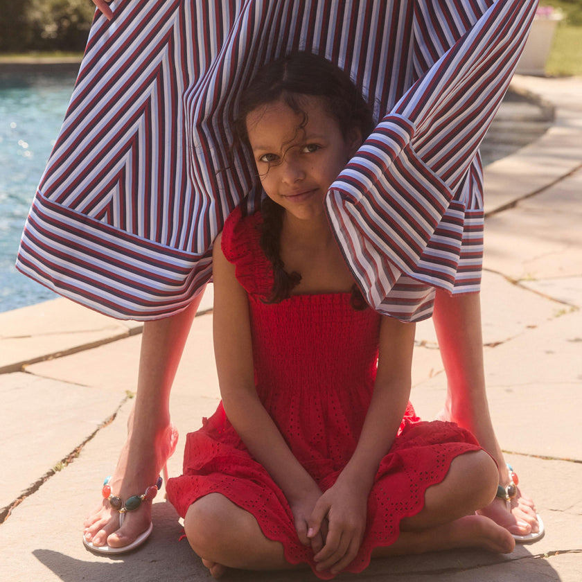 The Tiny Ellie Nap Dress - Cherry Trellis Broderie