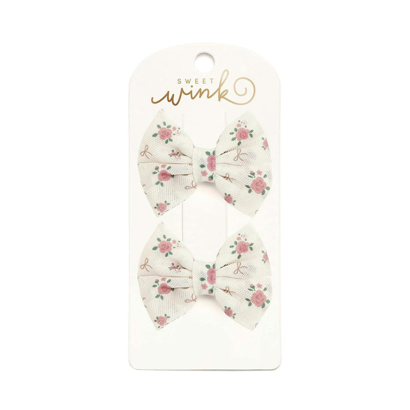 Coquette Rose Tulle Bow Clip Set