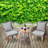 Indoor/Outdoor 3 Piece Wicker Bistro Table And Chairs Patio Seating Set