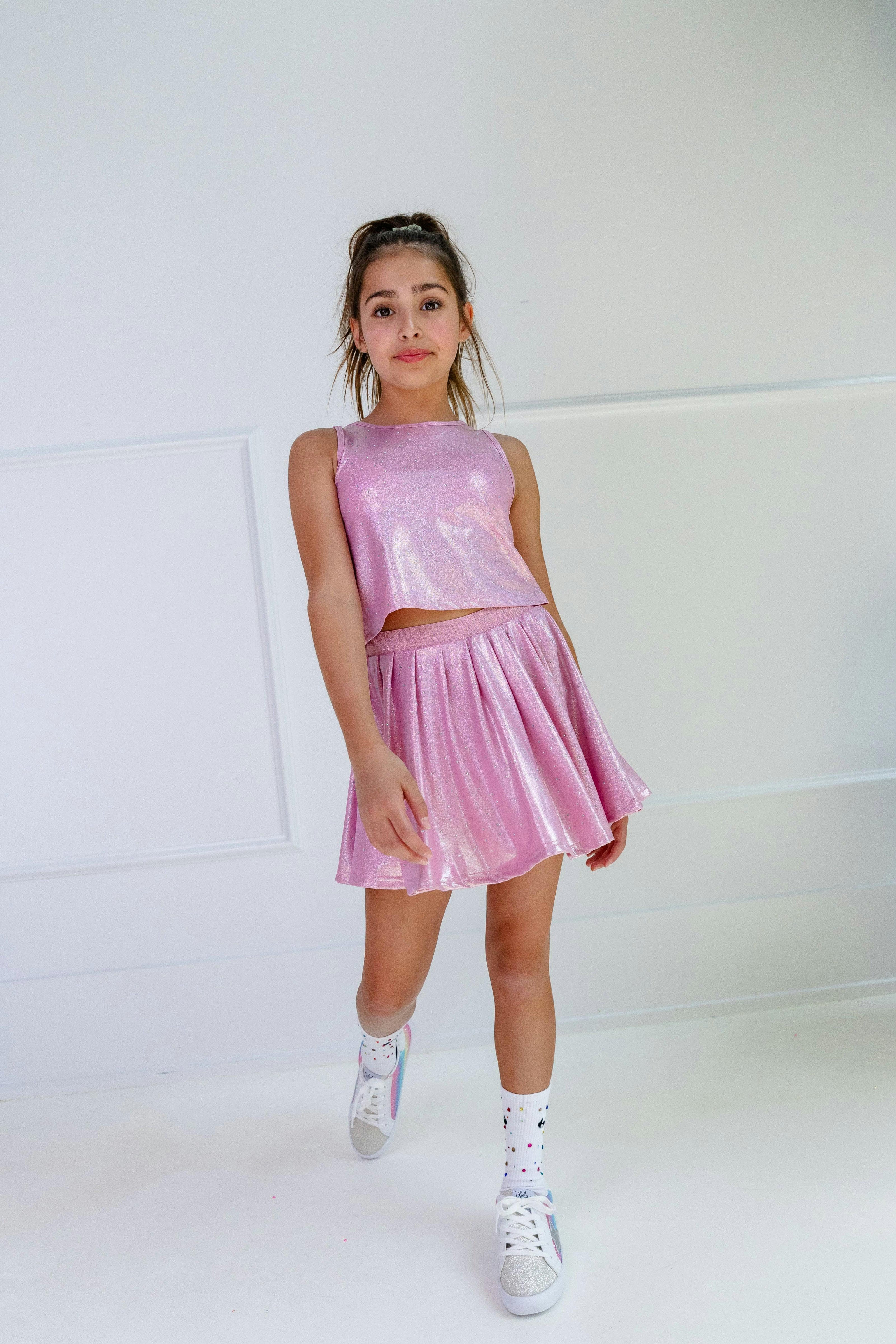 Pink Crystal Tennis Skort Set