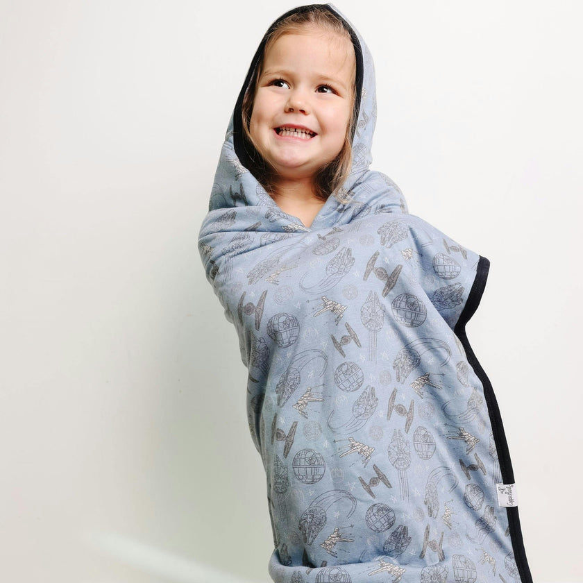 Premium Big Kid Hooded Towel - Starships