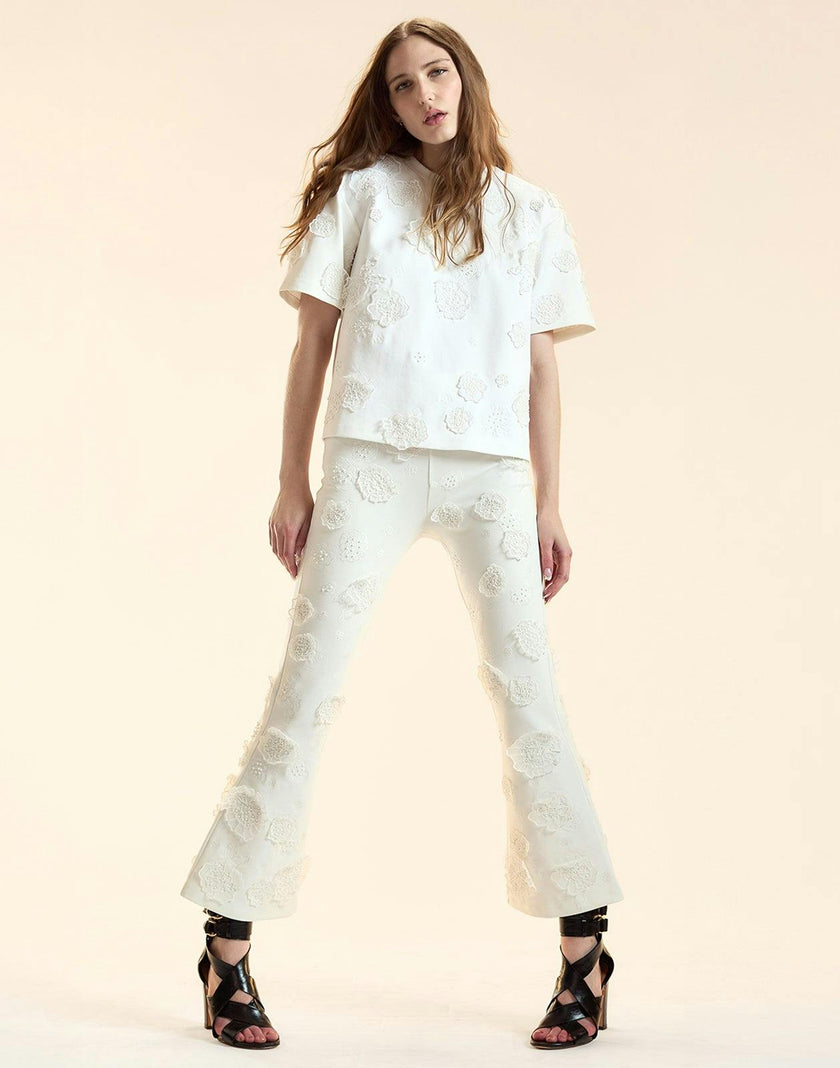 Embroidered Floral Applique Top