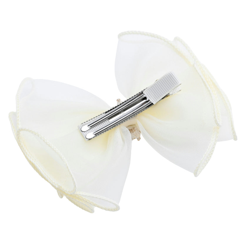 Multicolor Pearl Cluster Bow Clip Set