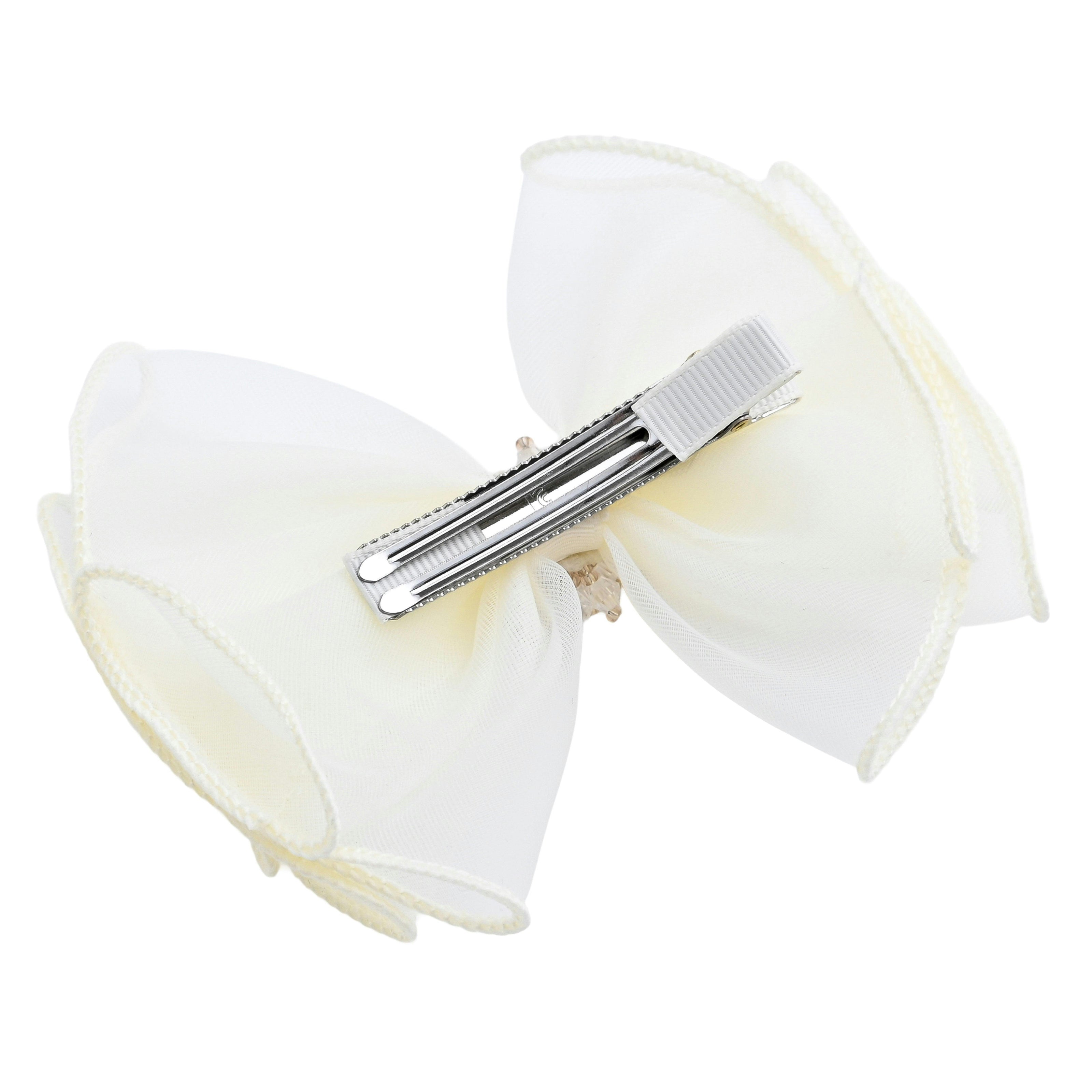 Multicolor Pearl Cluster Bow Clip Set