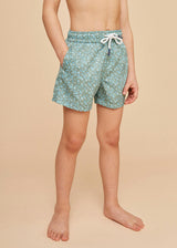 Khaki Flowers Boys' Swim Shorts