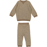 Waffle Knit Ribbed Trim Sweater & Pant Sparkle Set