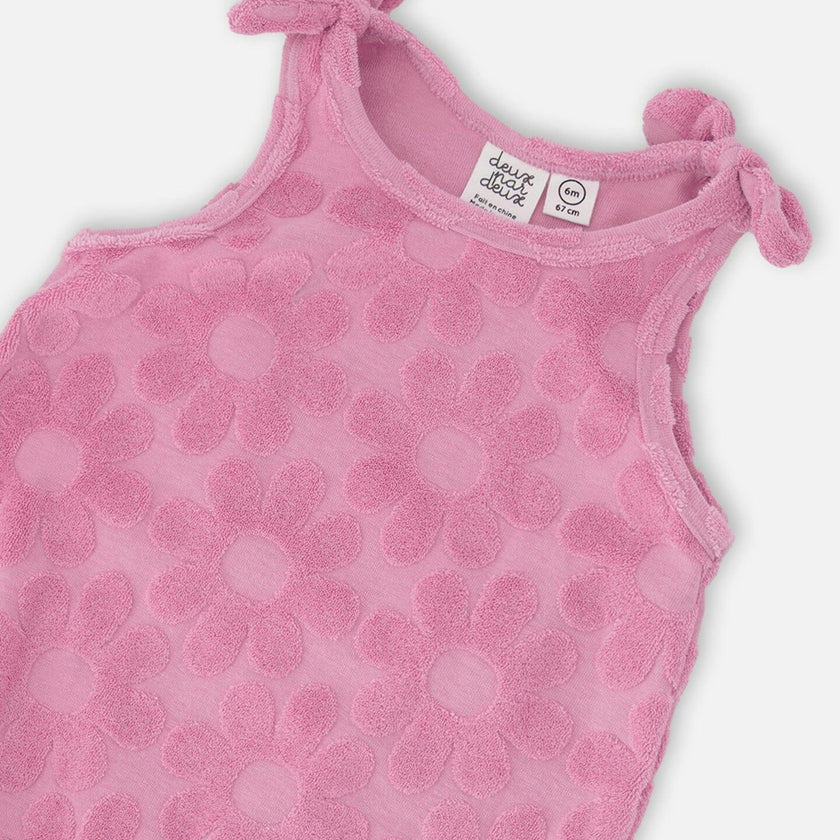 Terry Cloth Romper With Bows