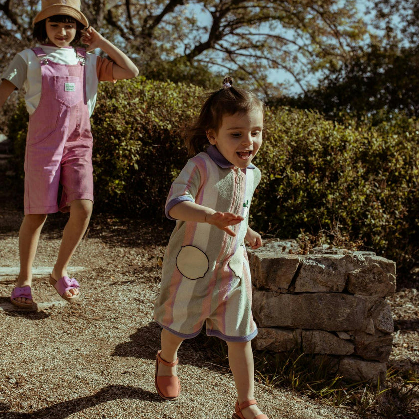 children's terry jumpsuit - tropical stripes