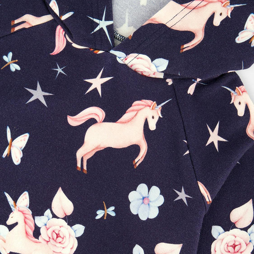 Printed Hoodie Purple Unicorn Print