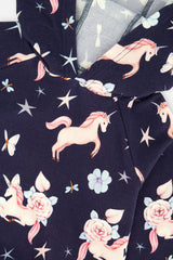 Printed Hoodie Purple Unicorn Print