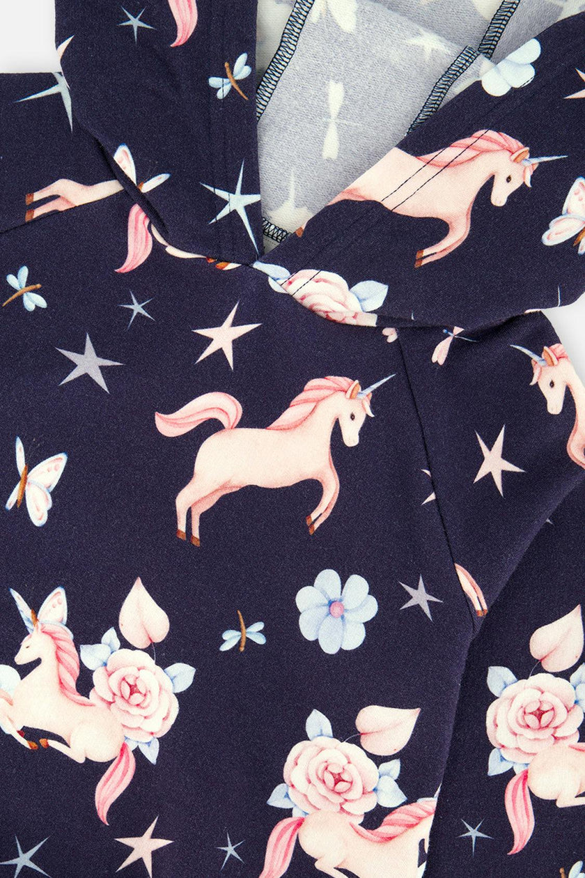 Printed Hoodie Purple Unicorn Print