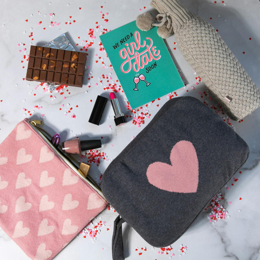 Hearts Reversible Blanket Travel Set
