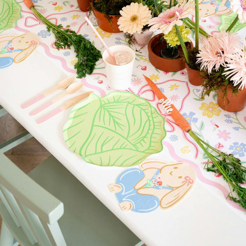 Bunnies In The Garden Overalls Large Plates